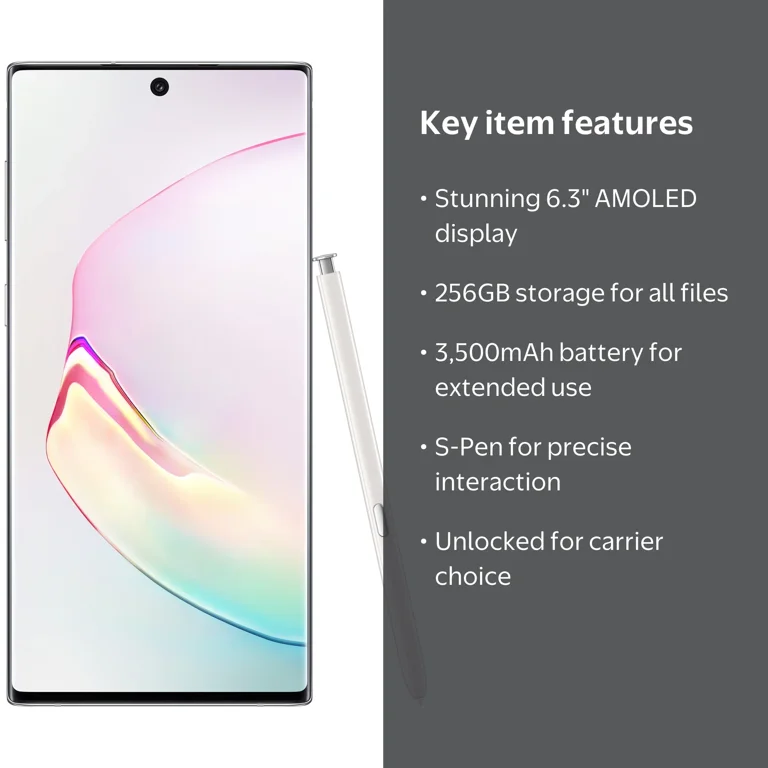 Samsung Galaxy Note10 256GB (Unlocked), White - Walmart.com