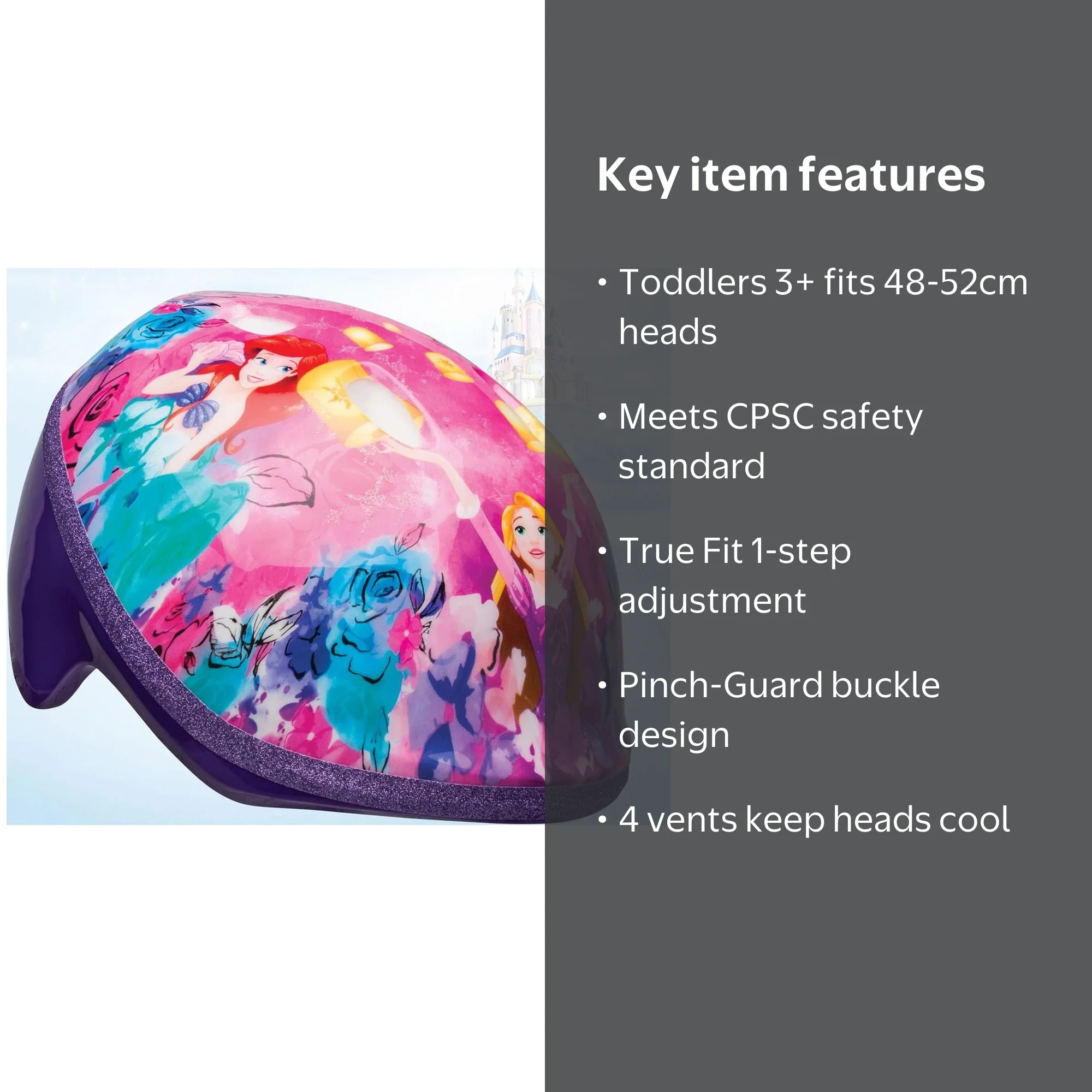 bell sports disney princess toddler bike helmet 3 Bell Disney Princess Bike Helmet, Toddler 3+ Pink (48-52 cm), Comfortable  Padding