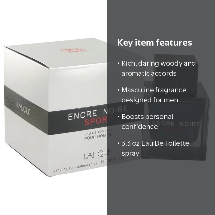 Lalique Encre Noire Sport Eau De Toilette Spray for Men 3.3 oz