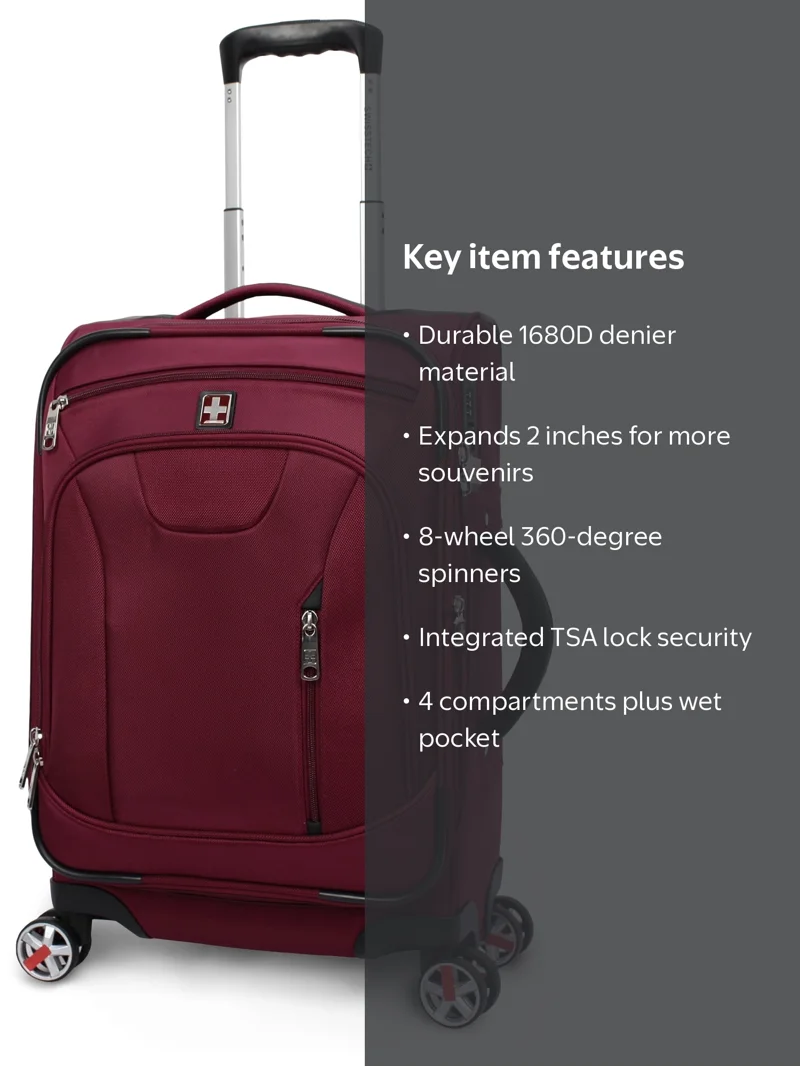 Swiss Tech Executive 21 Inch Soft side Carry-on Luggage, Red