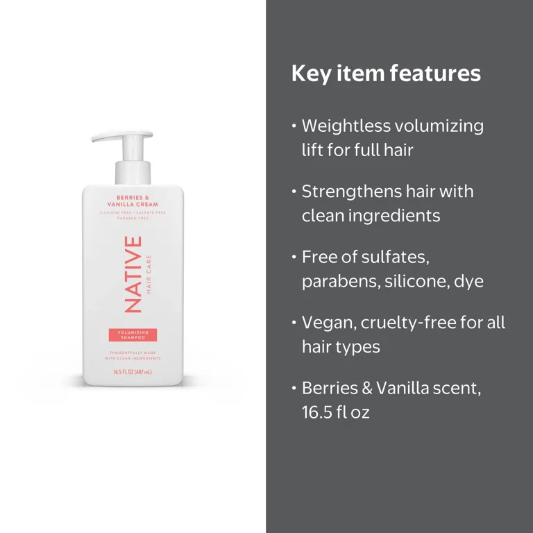 シャンプー ALL IN ONE VOLUMIN CREAM SHAMPOO 250g Native, Sulfate Free Shampoo, 16.5 fl oz, Berries and Vanilla