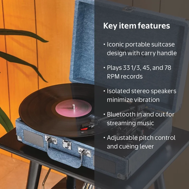 Crosley Cruiser Plus Vinyl Record Player, Bluetooth, Speakers