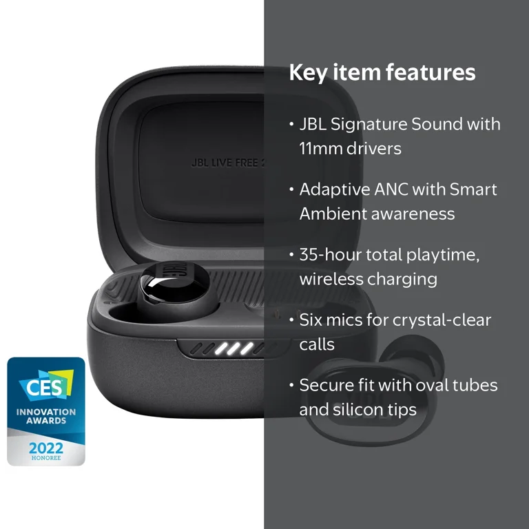 JBL, True Wireless Noise Cancelling Earbuds, 35H, Qi Wireless