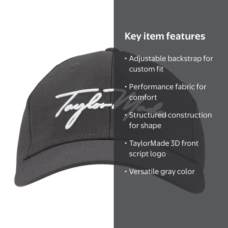 TaylorMade Golf Script Hat Gray - Walmart.com