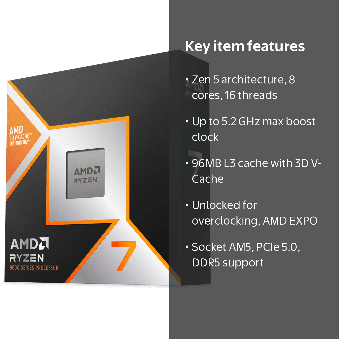 AMD Ryzen 7 9800X3D - Ryzen 7 9000 Series Zen 5 8-Core 5.2 GHz