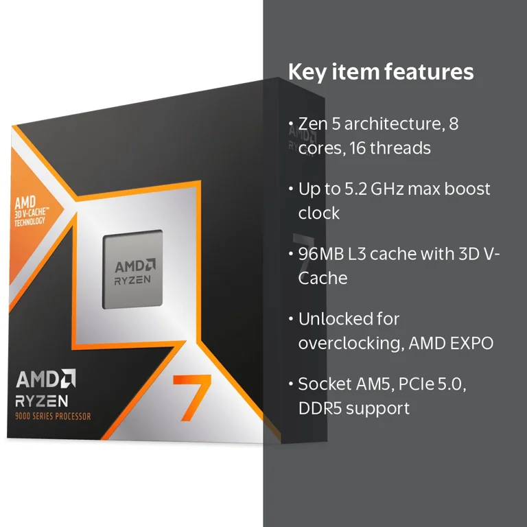 AMD Ryzen 7 9800X3D - Ryzen 7 9000 Series Zen 5 8-Core 5.2 GHz