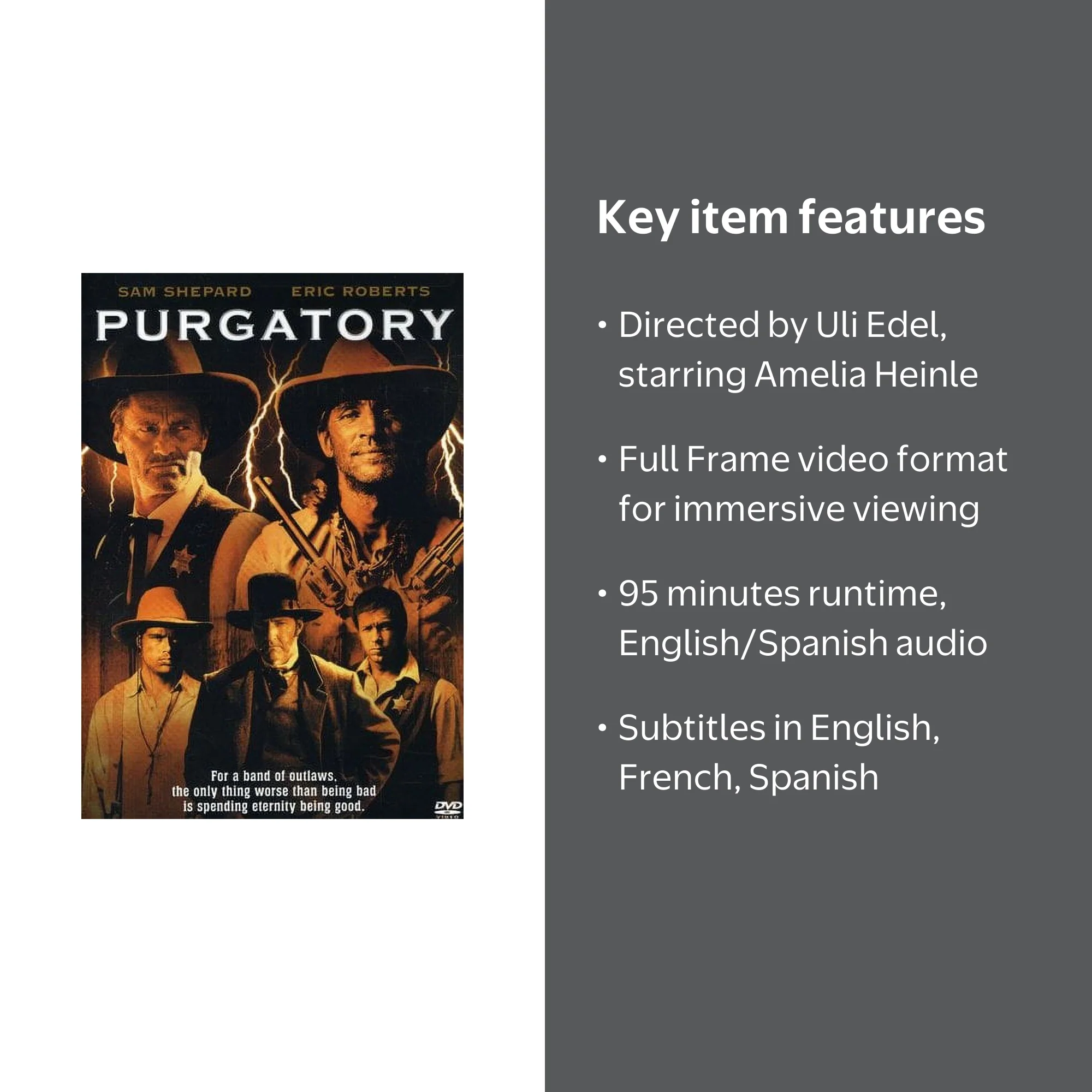 Warner Bros Purgatory (DVD) - 1999 Western Film, Full Frame Format