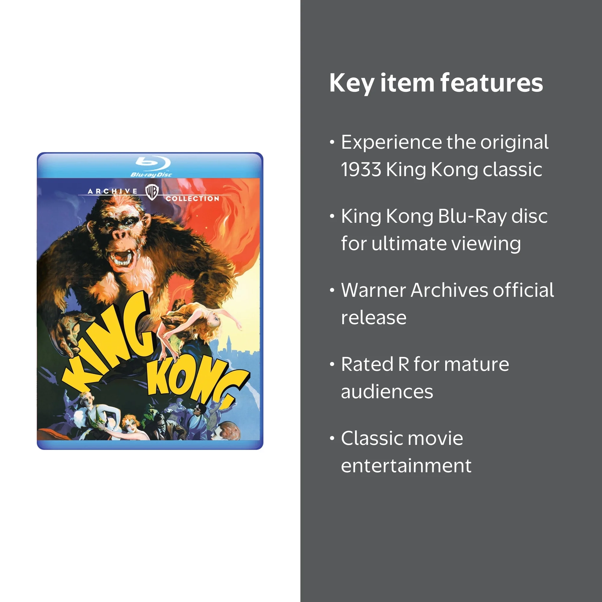 Warner Archives King Kong (1933) Blu-ray, Action & Adventure Movie