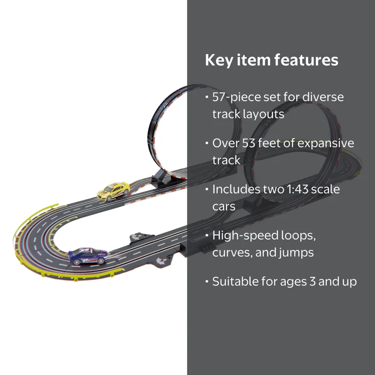 GB Pacific 57-Piece Battery Operated Road Race Track for Ages 3