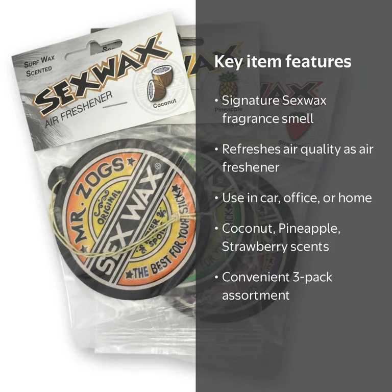 Sex Wax, Air Freshener, 3-Pack, Assorted Coconut Strawberry