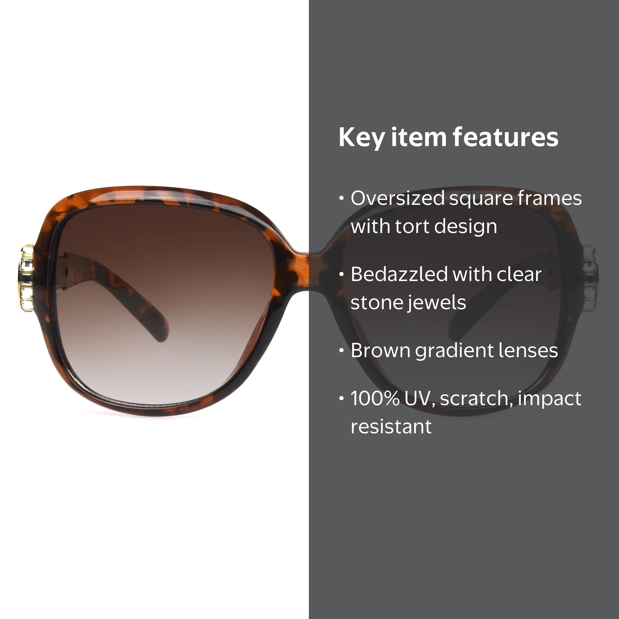 Betsey Johnson Square Black/Tortoise Oversized  Sunglasses NWT Scarlett Square Tortoise Sunglasses | GlassesShop main image 4
