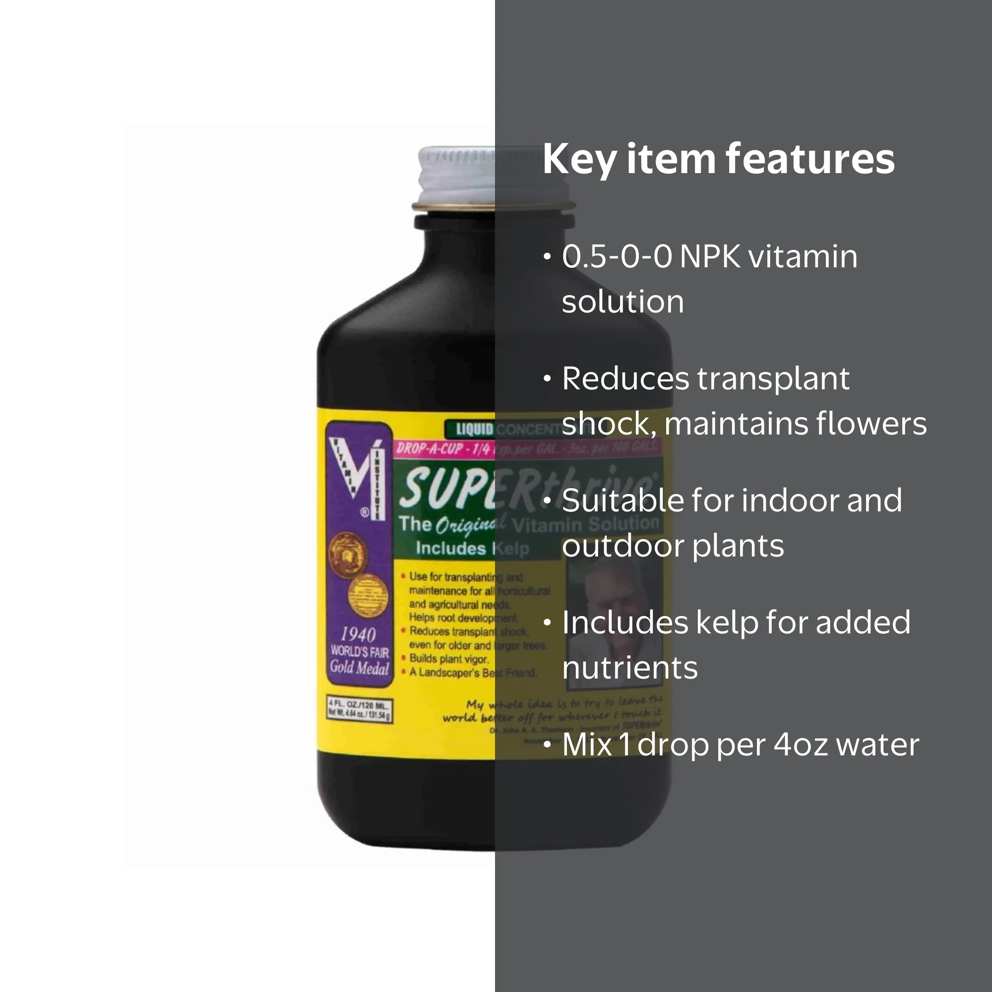 Superthrive Vitamin Solution for Plants 4 oz Reduce Transplant