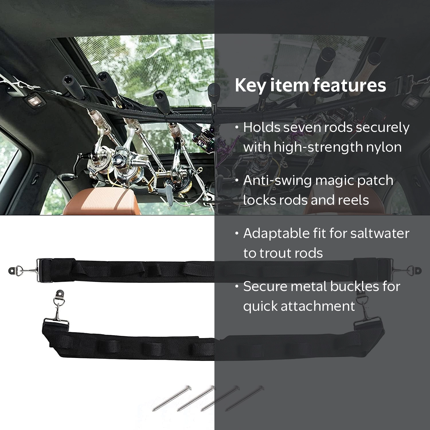 fishing rod holders for car RODPOD - Stationary Vehicle Holder (1/pk) - Vanilla (Translucent slip mats accommodate rods in various sizes without deforming or damaging the gap Rail Mount Fishing Rod Holder