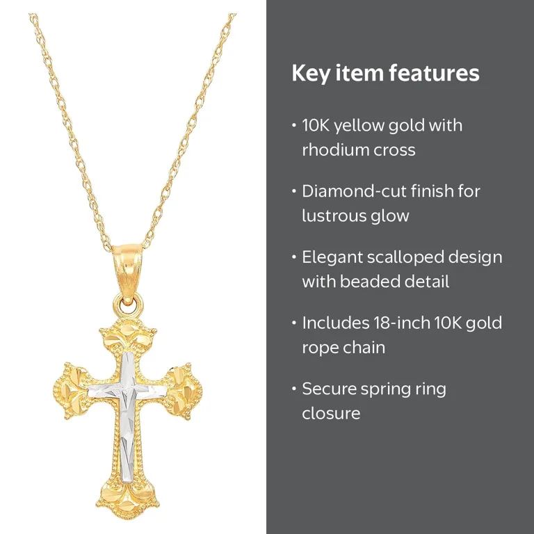 Brilliance Fine Jewelry, 10K Yellow Metal Cross Pendant Necklace