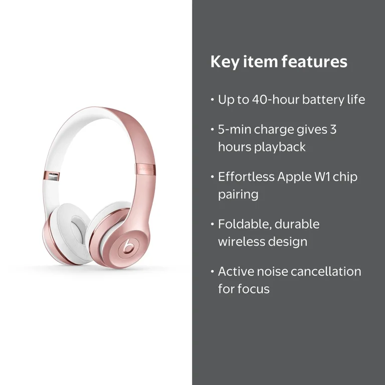 Beats by Dr. Dre, Headphones, Solo3, Rose Gold Wireless Bluetooth