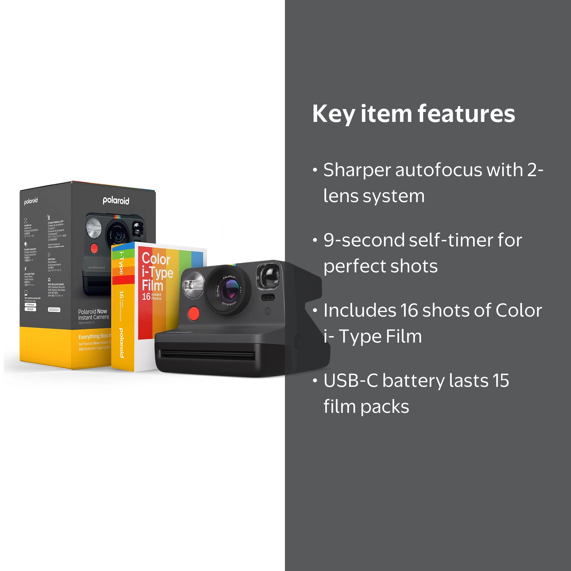 Polaroid Instant Film Camera with Recycled Materials and Double