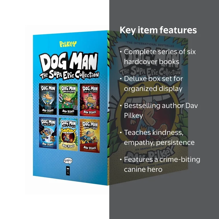 Dav Pilkey, Dog Man Box Set, First 6 Books, Hardcover - Walmart.com