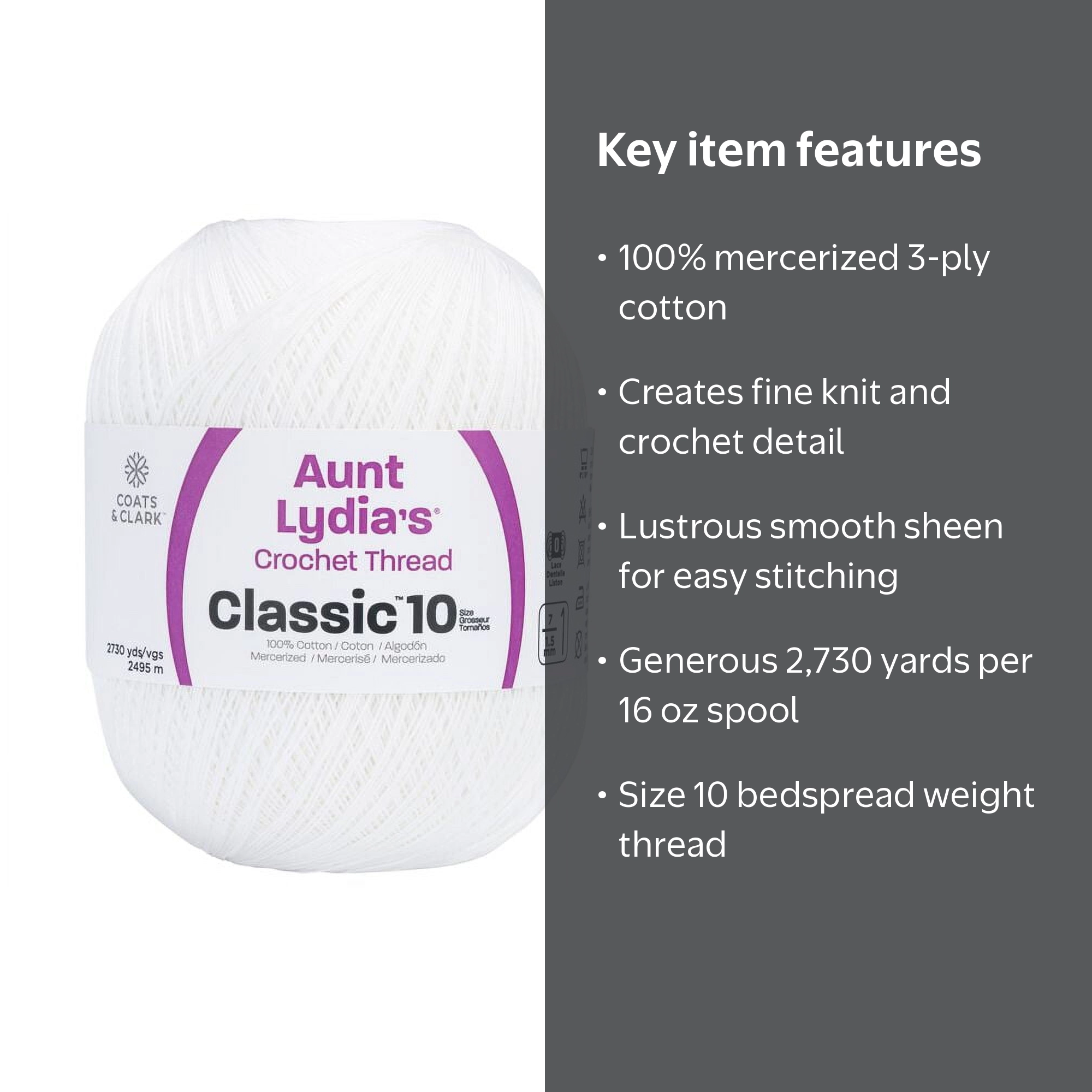 Free Shipping! Notions Marketing Aunt Lydia's Jumbo Crochet Cotton