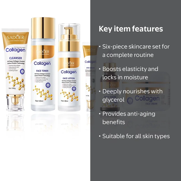 SADOER Collagen Skin Care Set with Hydrating Glycerol and Extract