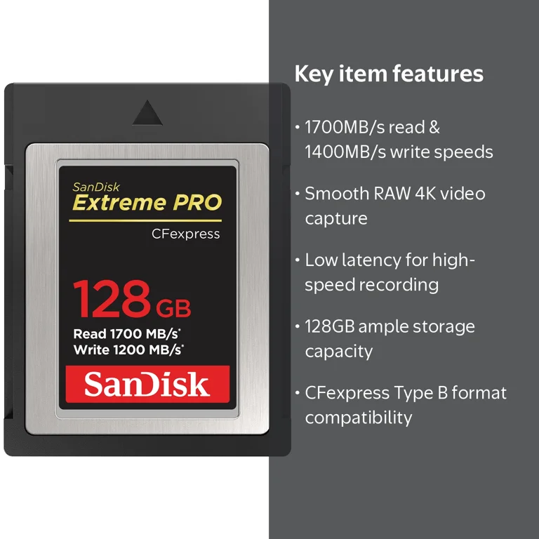 SanDisk 128GB PRO CFexpress Type B Memory Card High-Speed, Camera