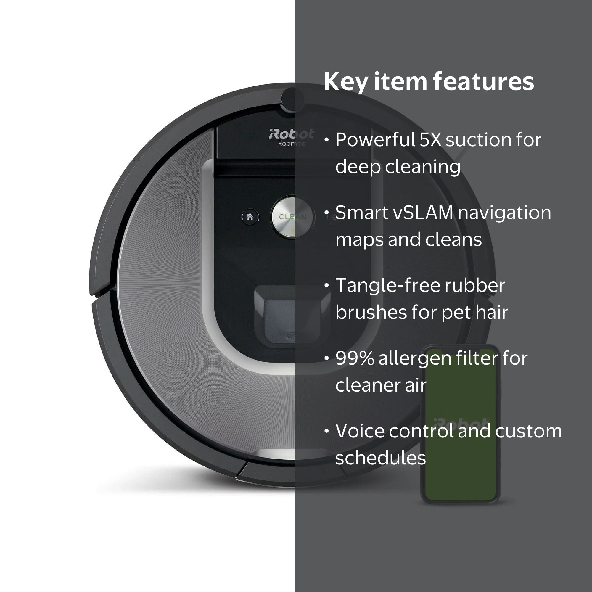 iRobot Roomba 960 Vacuum Cleaning Robot, Refurbished, Pet Hair