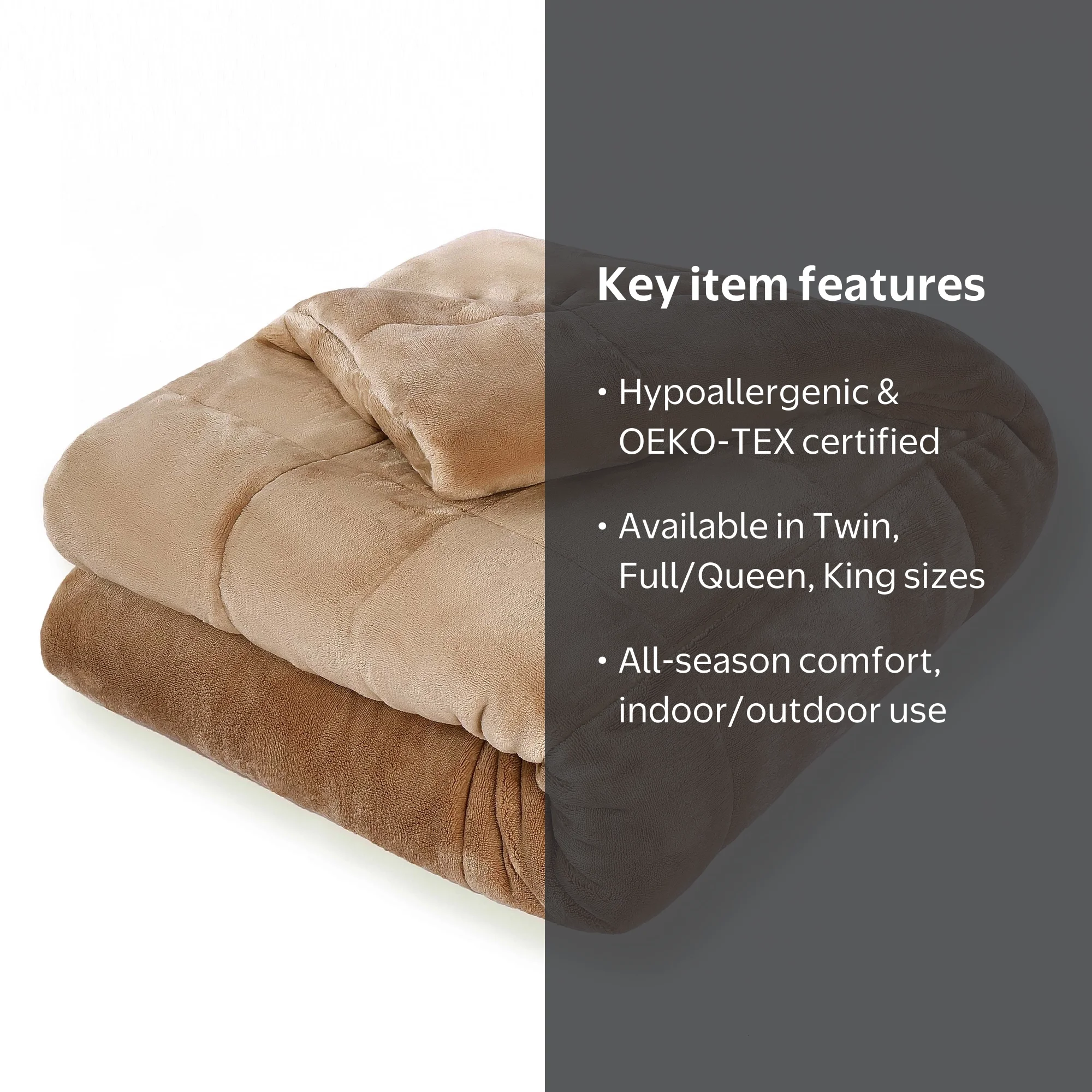 毛布 140×200 Vellux Plush Quilted Blanket, Queen, Beige - Walmart.com