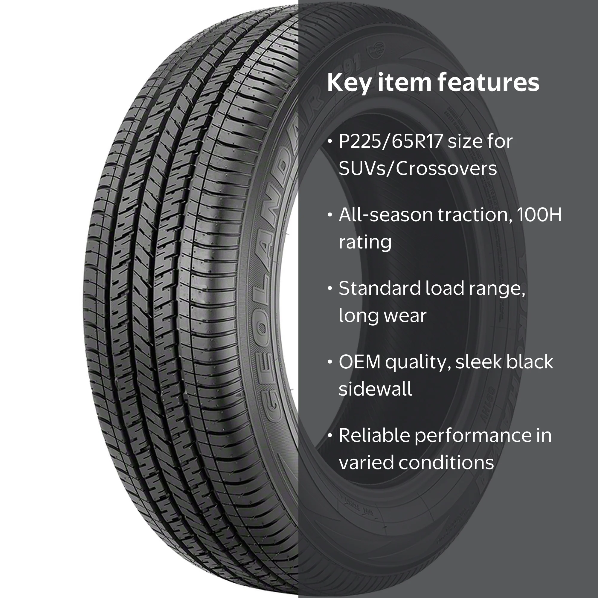 Free Shipping! Yokohama Geolandar G91A All Season P225/65R17 100H
