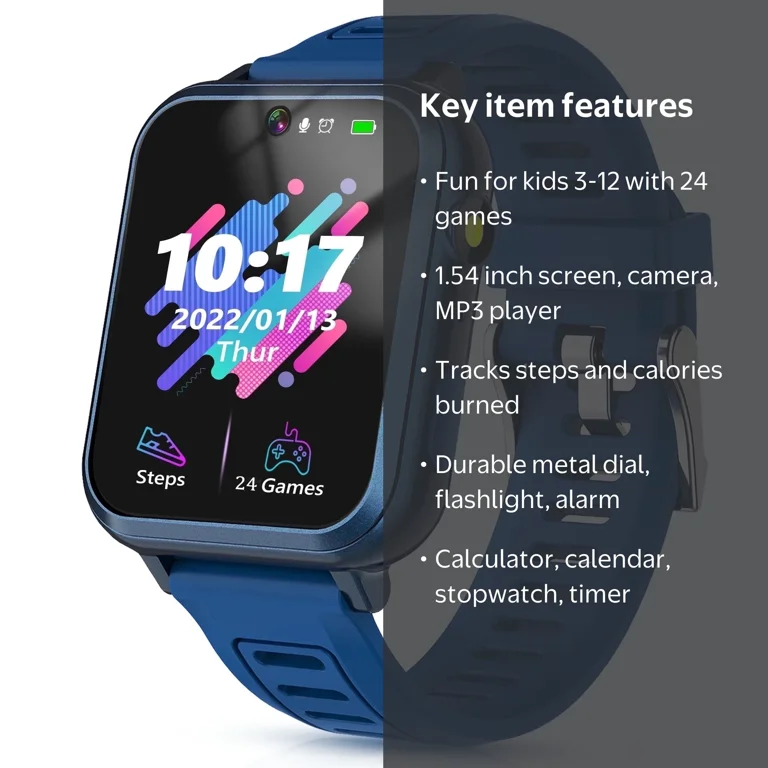 SZBXD Kids Smart Watch, Sapphire-Blue Smartwatch with Camera