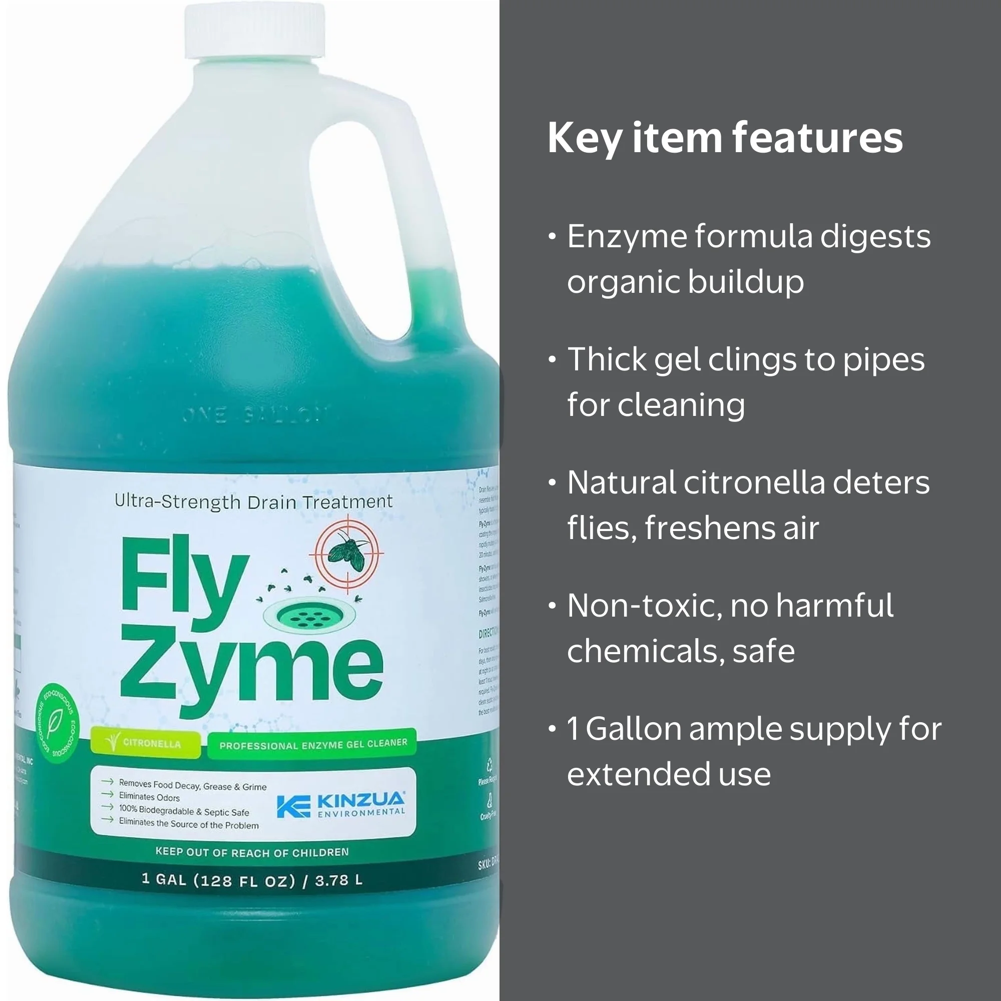 Kinzua Environmental Fly-Zyme Enzyme Drain Cleaner & Odor