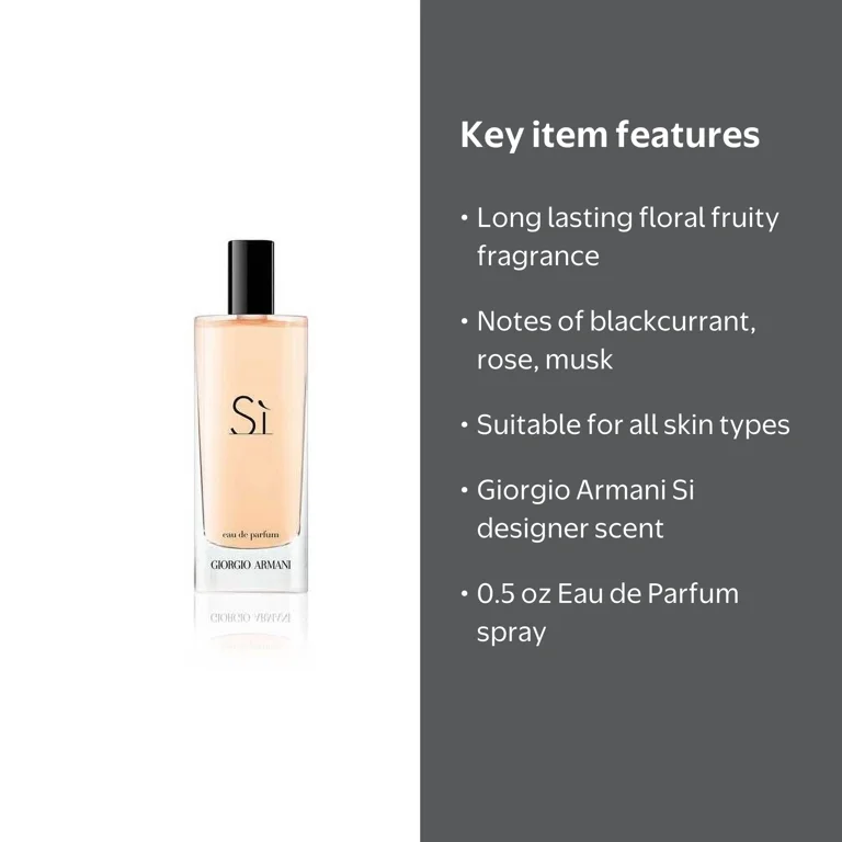 Giorgio Armani Si 香水 100ml + 5ml Giorgio Armani Si, 0.5 oz EDP Spray, Floral Fruity Fragrance with