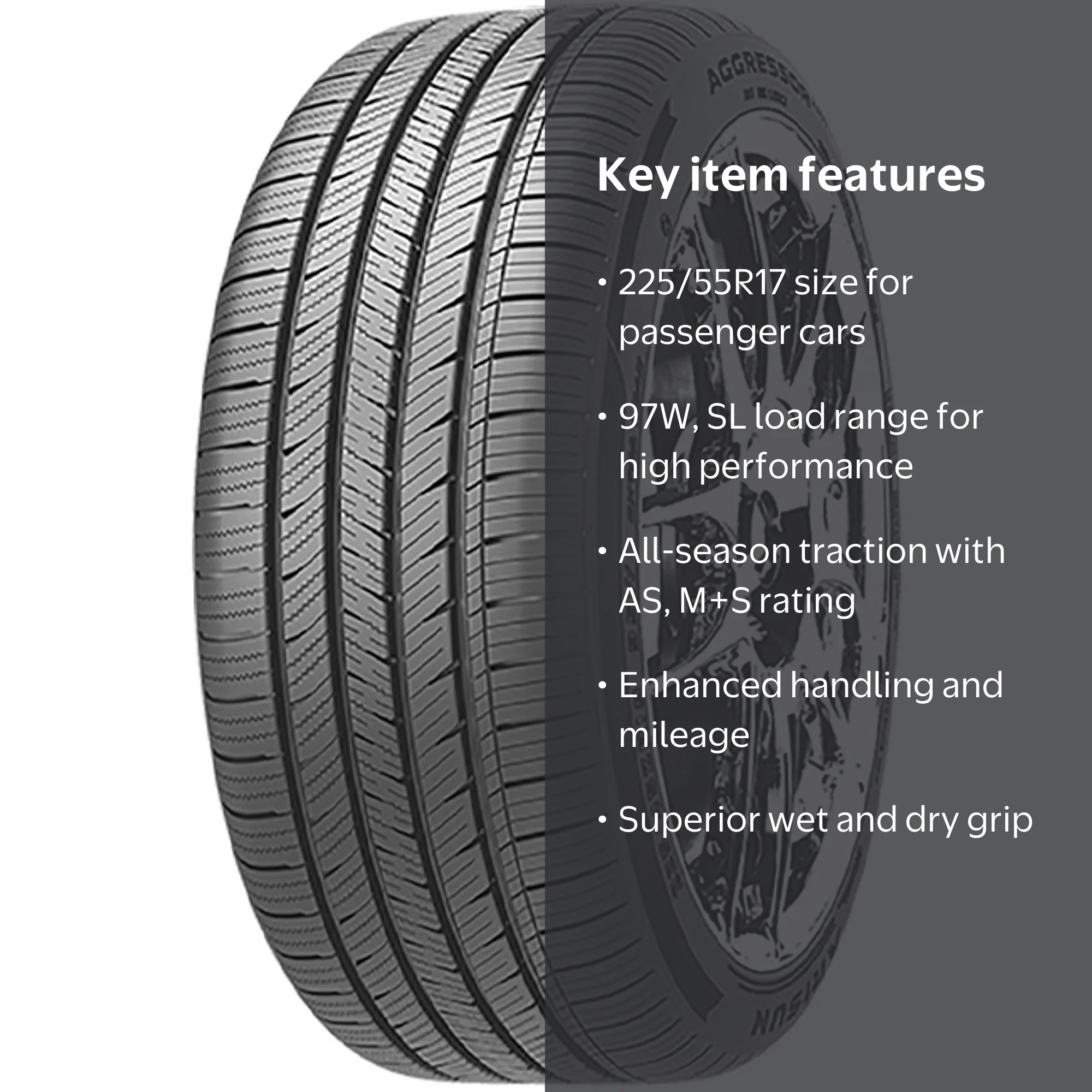 Tire Arisun Aggressor ZS03 225/55R17 97W AS A/S High Performance