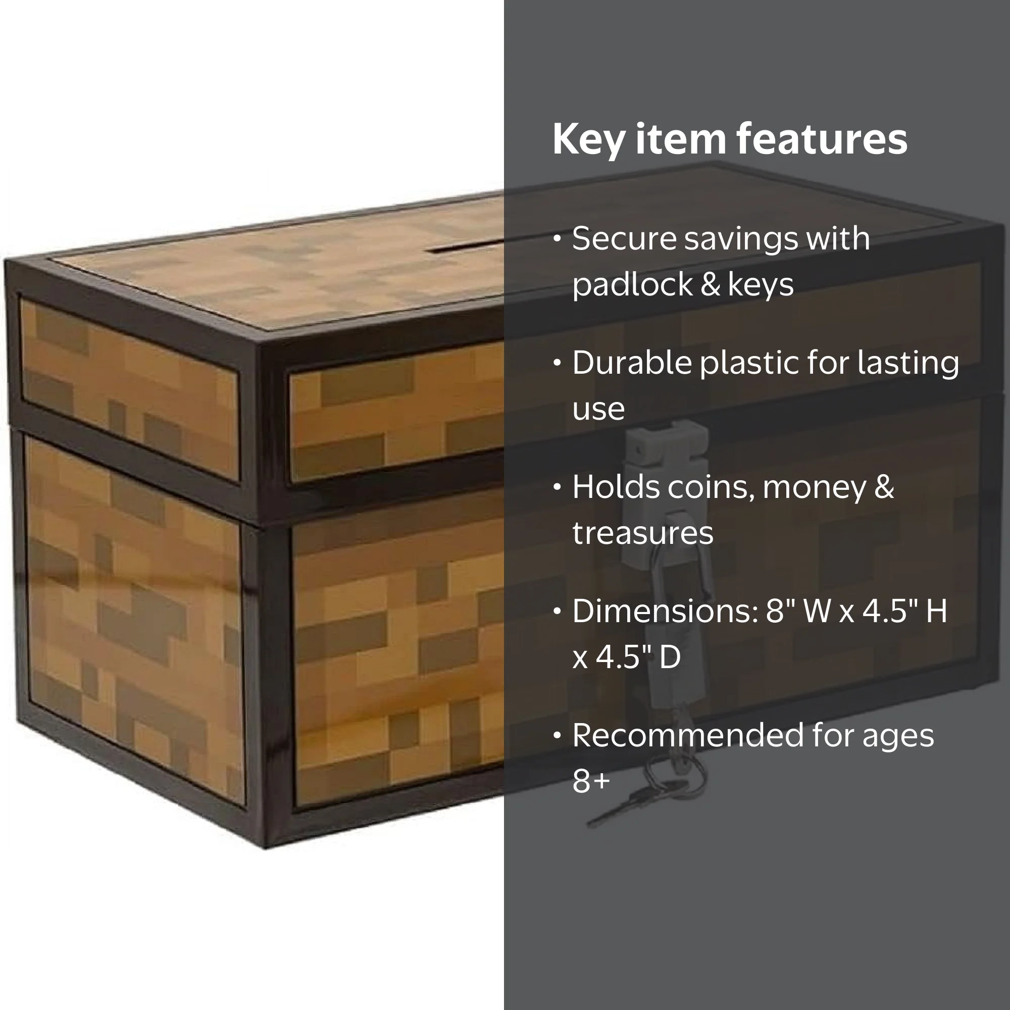 Mojang Minecraft Chest Money Box Coin Bank with Lock Video Game
