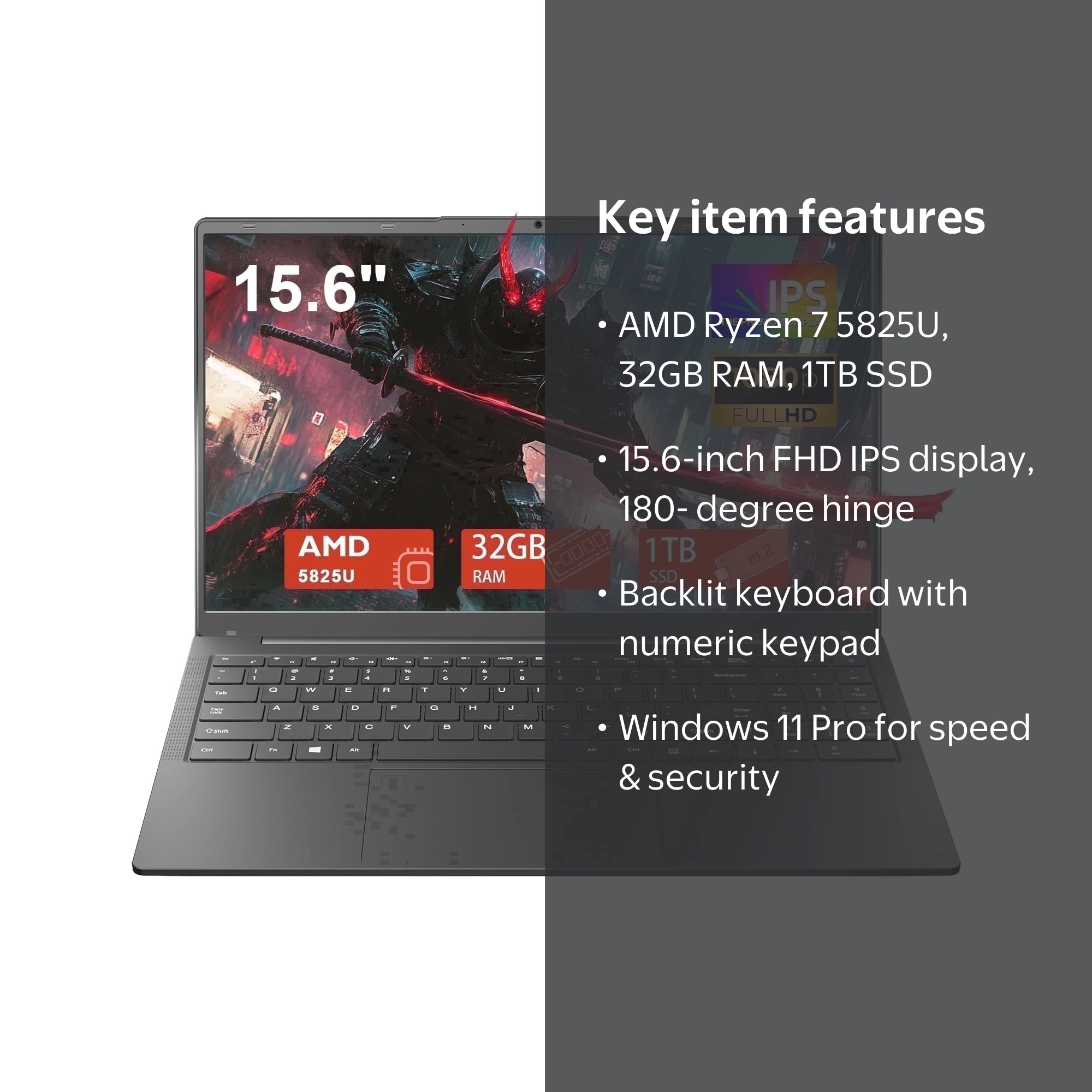 15.6 Inch Gaming Laptop,AMD Ryzen 7 5825U Processor (8C/16T,2.0