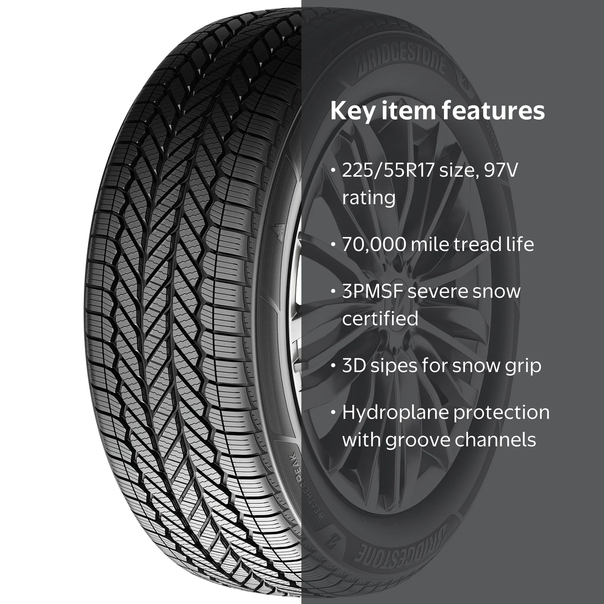Bridgestone Weatherpeak All Weather 225/55R17 97V Passenger Tire