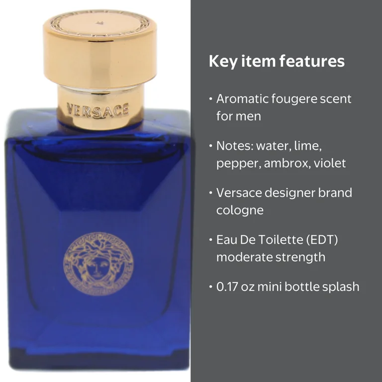 Versace, Mini Eau De Toilette, Dylan Blue 0.17 Oz, Men - Walmart.com