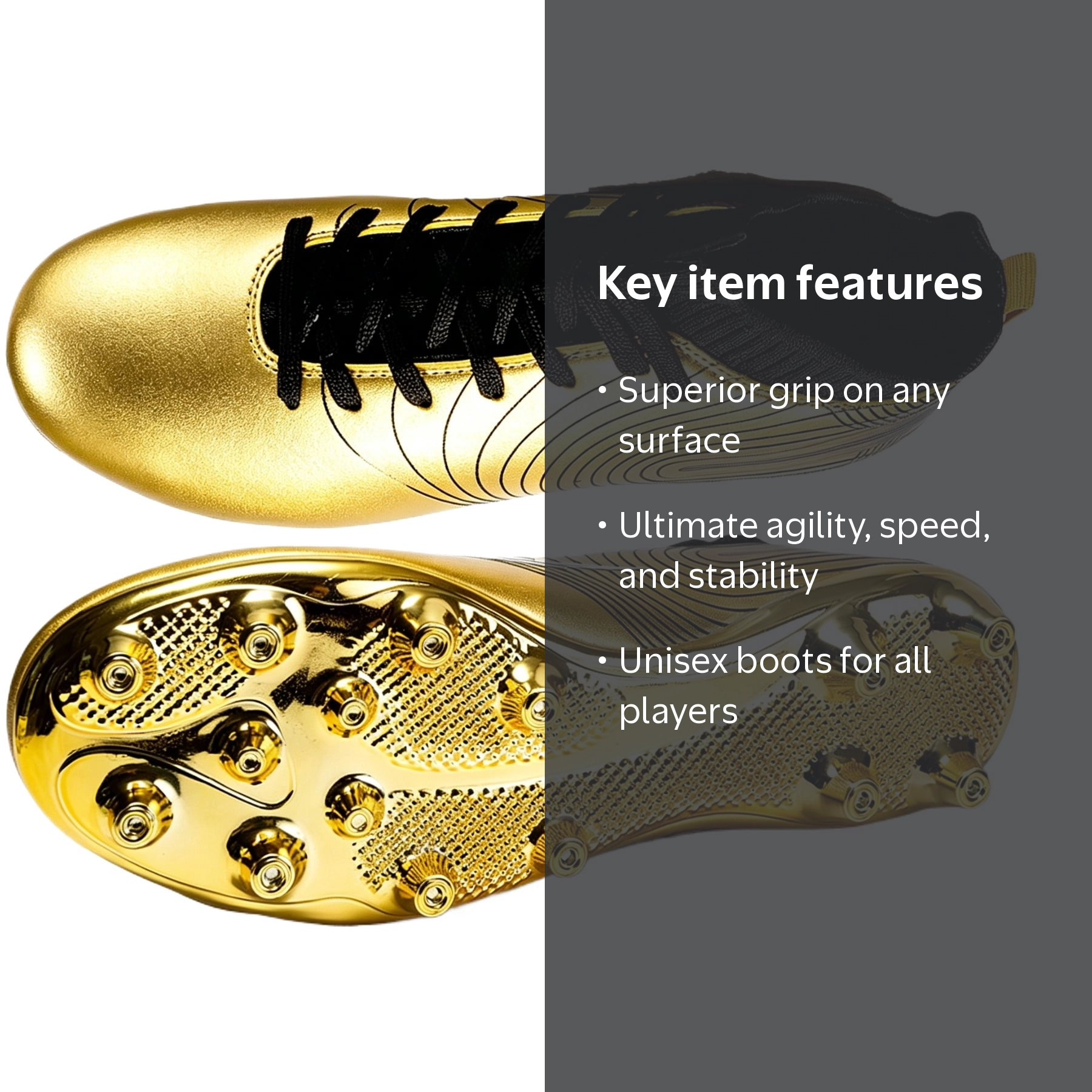 Men's Soccer Cleats High-Top Unisex Football Boots with Golden