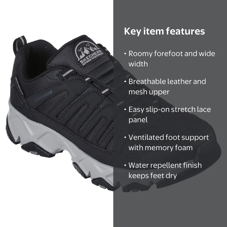 bk　S Skechers Men's Crossbar Slip-On Sneaker Wide Width Relaxed Fit