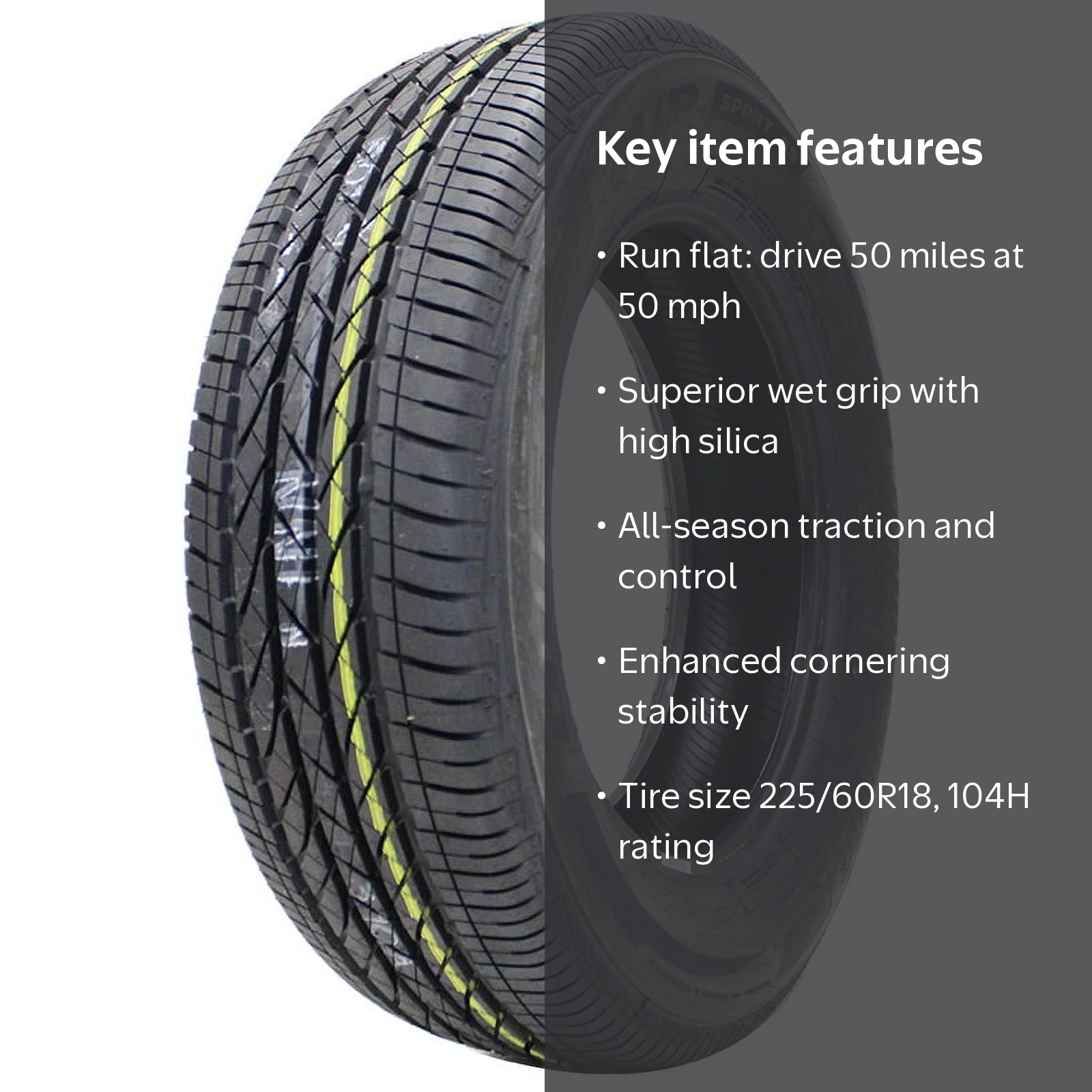 Bridgestone, Passenger Tire, 225/60R18 104H XL, All Season RFT