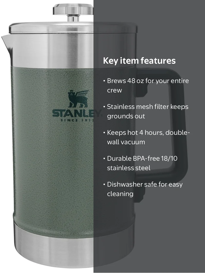 Stanley Classic 48 oz Stainless Steel French Press Coffee Maker
