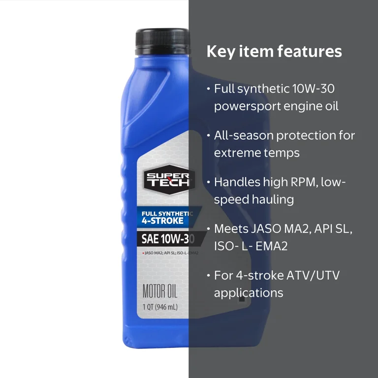 Super Tech Full Synthetic SAE 10W-30 4-Stroke ATV Motor Oil 1 Super Tech Full Synthetic SAE 10W-30 4-Stroke ATV Motor Oil 1