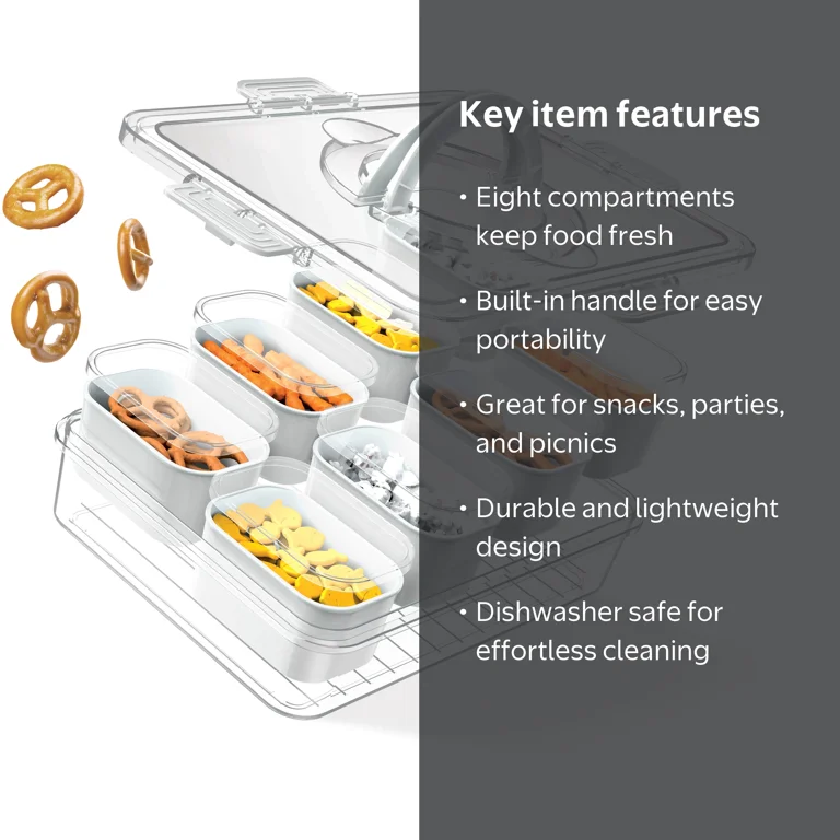 Cook with Color 8-Compartment Charcuterie Snack Box, Divided Tray