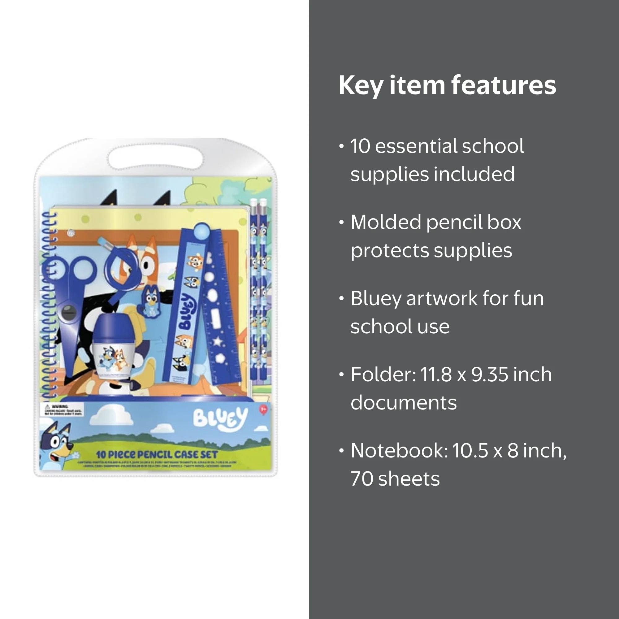 BLUEY 10PC SET WITH MOLDED PENCIL BOX IN CLAM SHELL - Walmart.com