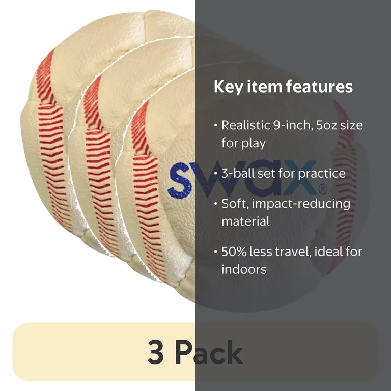 3 pack) Swax Training Baseball – Single Soft Practice Ball