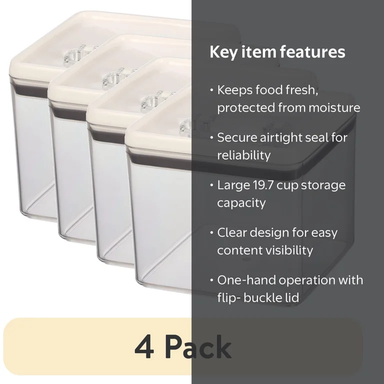 4 pack) Better Homes & Gardens Flip-Tite Large 19.7 Cup Airtight