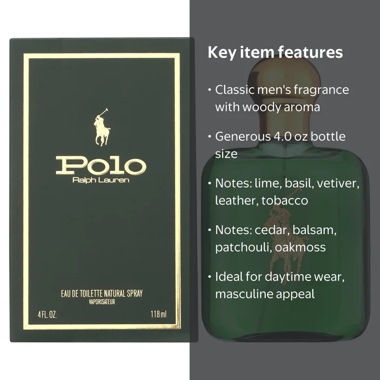 Ralph Lauren Polo Eau De Toilette Cologne, 4.0 oz, Classic Woody