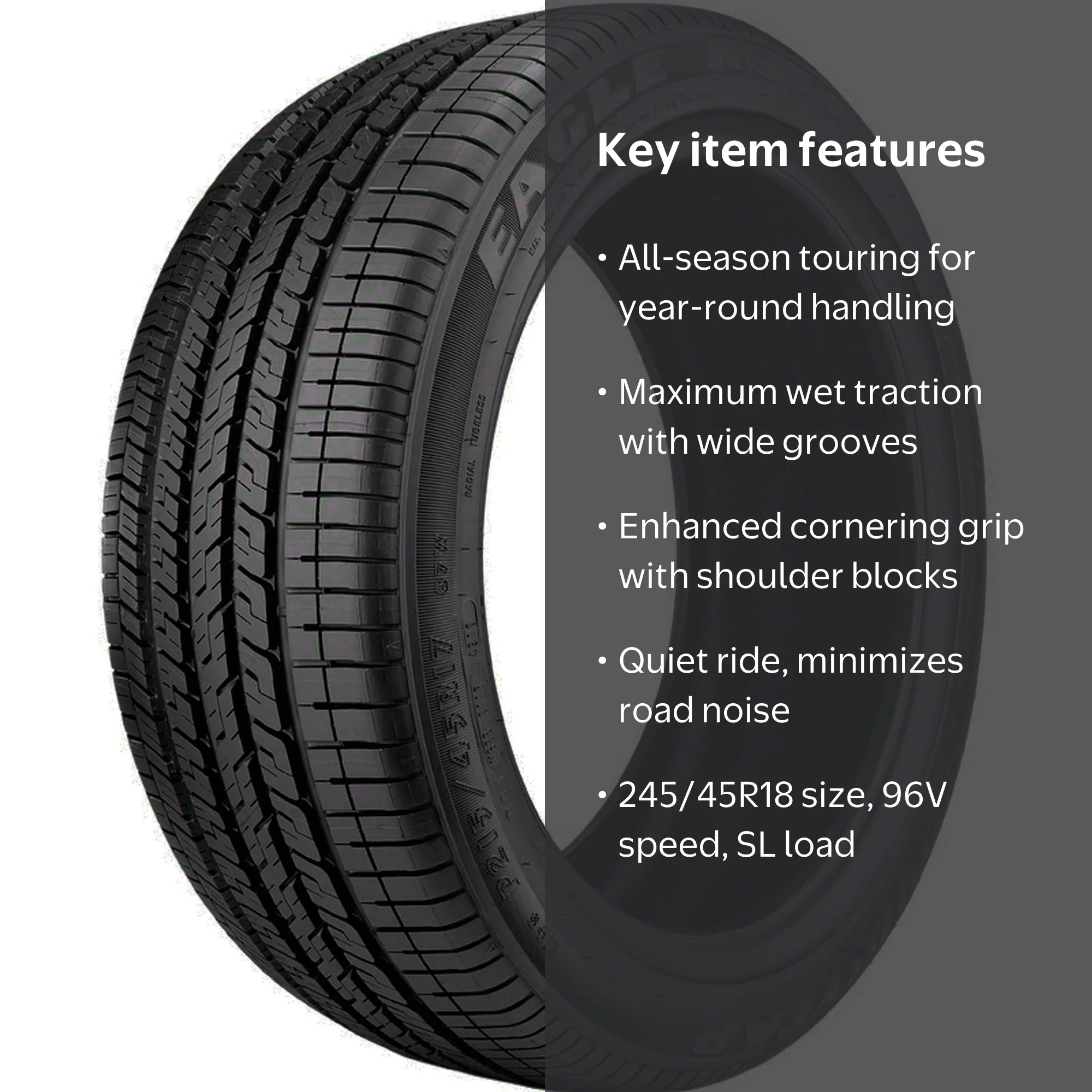 Goodyear, Passenger Tire, 245/45R18 96V, All Season Traction