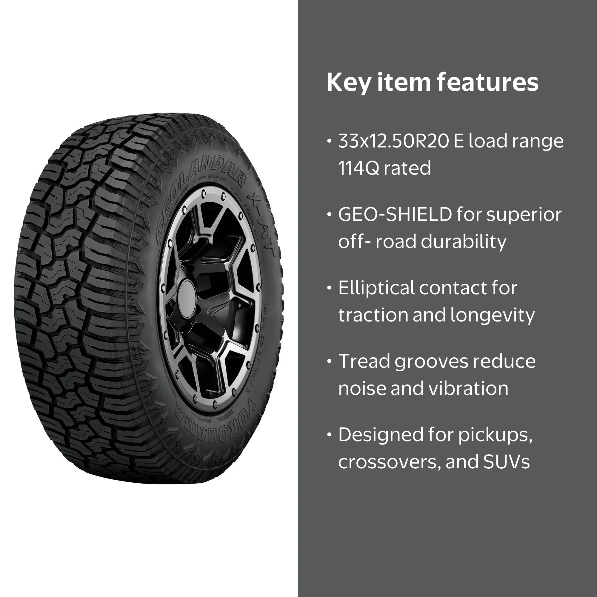 Yokohama Geolandar X-AT All Season Tire 33X12.50R20/10 114Q BW