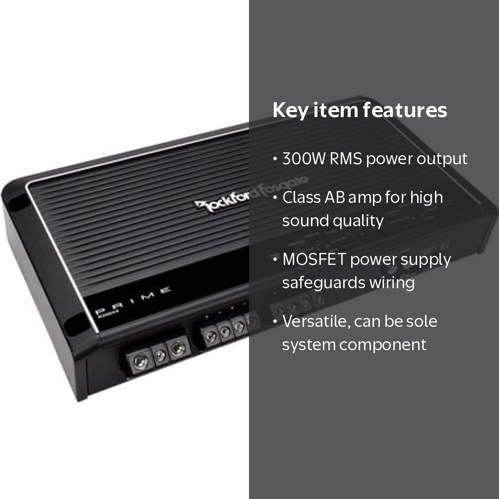 Rockford Fosgate Prime R300X4 Car Audio Amplifier, 300 W RMS, 4