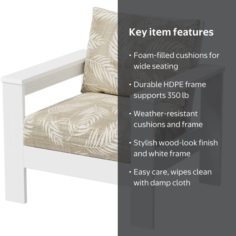 Better Homes & Gardens Ezra Outdoor Club Chair, White with Neutral