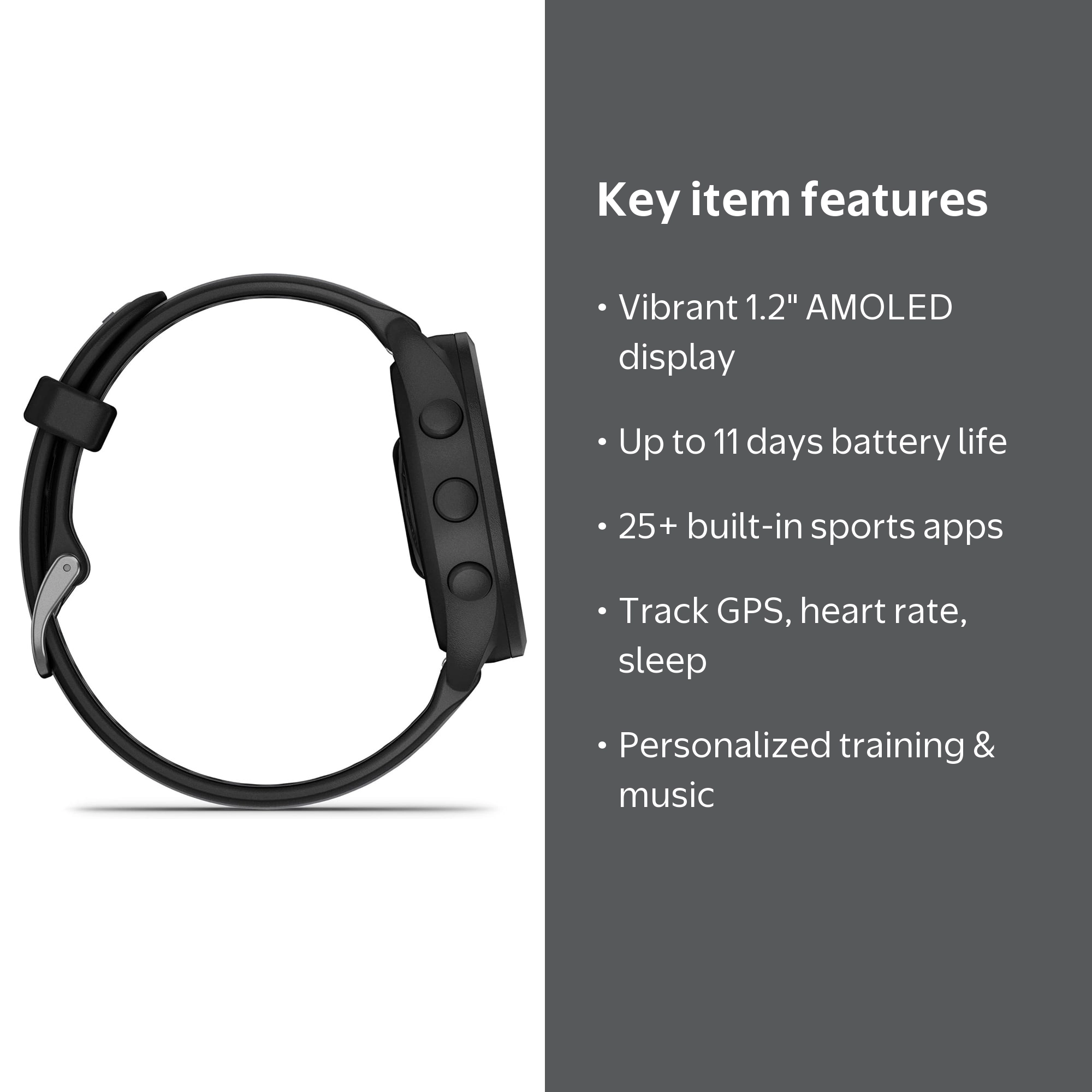 Garmin 010-02863-30 Forerunner 165 Music Smart Sport Watch, Black